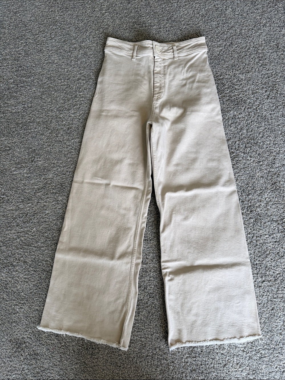 Zara Cream Wide-Leg Cropped Pants